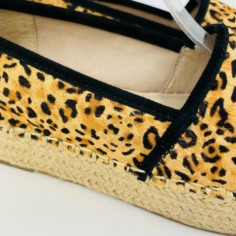 - Gianni Bini Leopard Leather Calfhair Espadrilles Bruxiethree Natural/Bla…